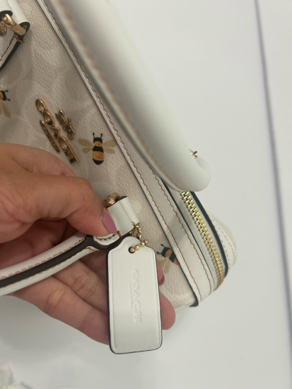 Coach Cream Bee-Print Mini Satchel with Gold Hardware - Picture 8 of 13